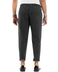 Jeans uomo jogger loose fit pantalaccio basic denim nero GIOSAL-JS1047A