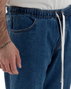 Jeans uomo jogger loose fit pantalaccio basic denim scuro GIOSAL-JS1079A