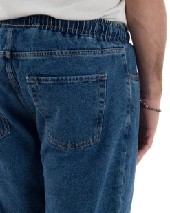 Jeans uomo jogger loose fit pantalaccio basic denim scuro GIOSAL-JS1079A