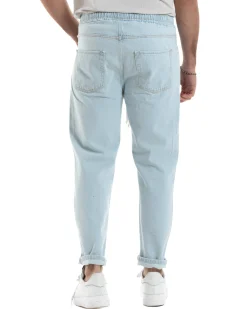 Jeans uomo jogger loose fit pantalaccio basic denim chiaro GIOSAL-JS1078A