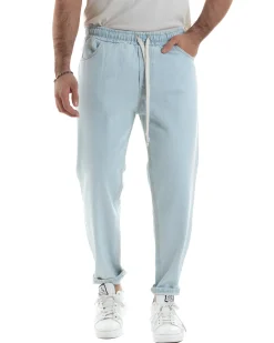 Jeans uomo jogger loose fit pantalaccio basic denim chiaro GIOSAL-JS1078A
