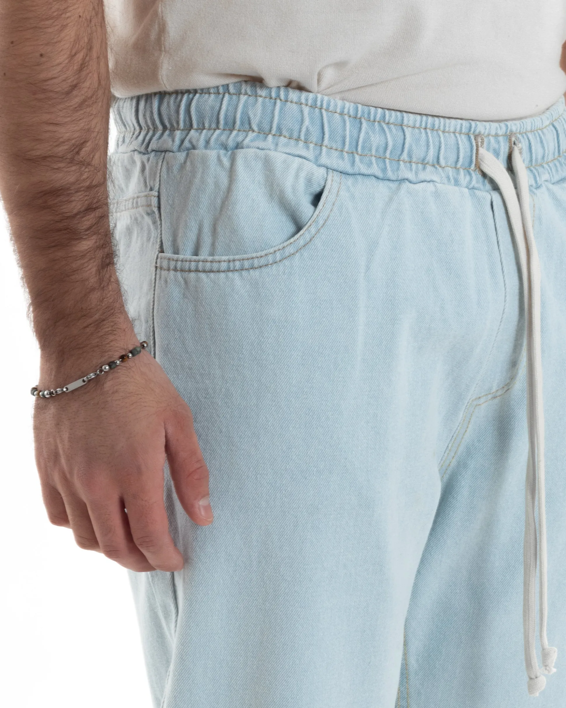 Jeans uomo jogger loose fit pantalaccio basic denim chiaro GIOSAL-JS1078A