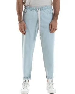 Jeans uomo jogger loose fit pantalaccio basic denim chiaro GIOSAL-JS1078A