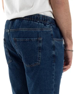 Jeans Uomo Jogger Loose Fit Pantalaccio Con Rotture Denim Scuro JS1082A