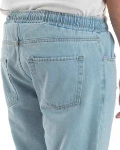 Jeans Uomo Jogger Loose Fit Pantalaccio Con Rotture Denim Chiaro JS1083A