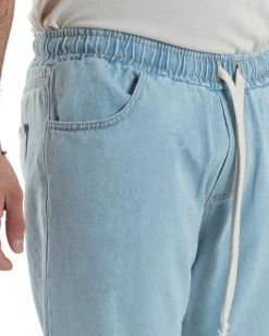 Jeans Uomo Jogger Taglio Ginocchio Basic Pantalaccio Loose Fit Denim Medio JS1112A