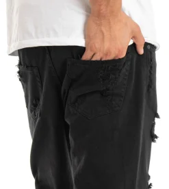 Jeans uomo loose fit pantaloni con rotture casual basic nero GIOSAL-P3278A