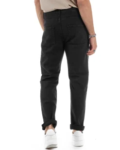 Jeans Uomo Loose Fit Pantaloni Cotone Casual Basic Nero JS1116A