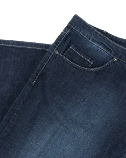 Jeans Uomo Pantaloni Calibrati Denim Scuro Cinque Tasche Taglie Forti P5821A