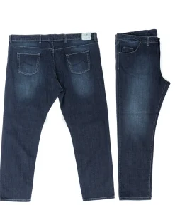 Jeans Uomo Pantaloni Calibrati Denim Scuro Cinque Tasche Taglie Forti P5821A