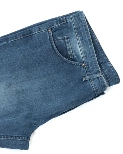 Jeans Uomo Pantaloni Calibrati Denim Chiaro Cinque Tasche Taglie Forti P5820A
