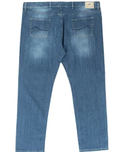 Jeans Uomo Pantaloni Calibrati Denim Chiaro Cinque Tasche Taglie Forti P5820A