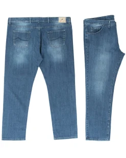 Jeans Uomo Pantaloni Calibrati Denim Chiaro Cinque Tasche Taglie Forti P5820A