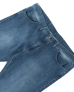 Jeans Uomo Pantaloni Calibrati Denim Chiaro Cinque Tasche Taglie Forti P5820A