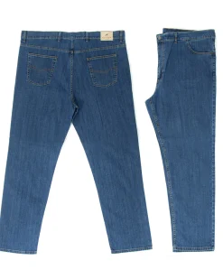 Jeans Uomo Pantaloni Calibrati Denim Cinque Tasche Taglie Forti P5819A