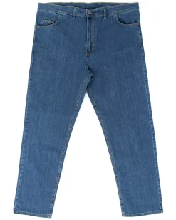 Jeans Uomo Pantaloni Calibrati Denim Cinque Tasche Taglie Forti P5819A