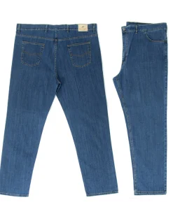 Jeans Uomo Pantaloni Calibrati Denim Cinque Tasche Taglie Forti P5819A