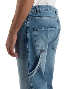 Jeans Uomo Pantaloni Carpenter Denim Chiaro Baggy Fit JS1156A