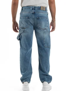 Jeans Uomo Pantaloni Carpenter Denim Chiaro Baggy Fit JS1156A