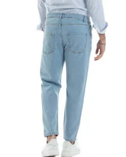 Jeans Uomo Pantaloni Cinque Tasche Regular Fit Basic Denim Medio JS1074A