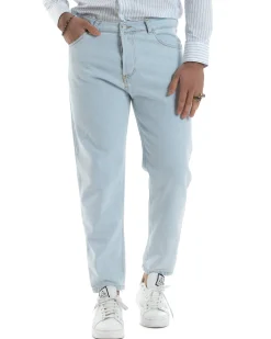 Jeans Uomo Pantaloni Cinque Tasche Regular Fit Basic Denim Chiaro JS1073A