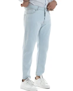 Jeans Uomo Pantaloni Cinque Tasche Regular Fit Basic Denim Chiaro JS1073A