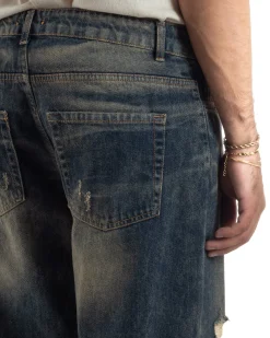 Jeans Uomo Pantaloni Denim Sfumato Sabbiato Baggy Fit JS1159A