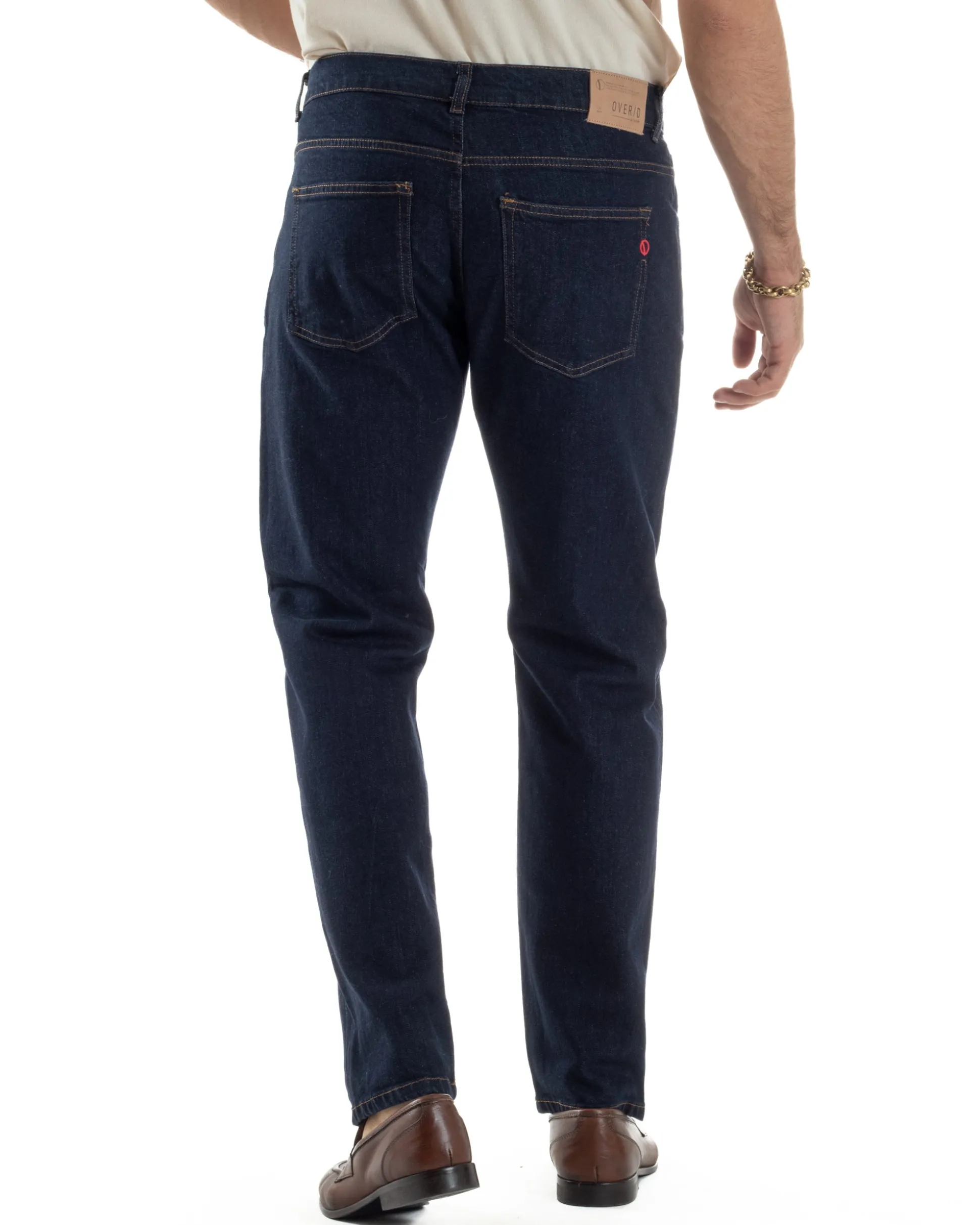 Jeans Uomo Pantaloni Regular Fit Basic Denim Scuro Blu Over-D OC1F2W5D10