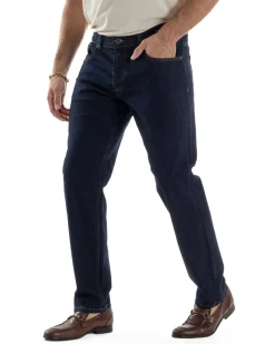 Jeans Uomo Pantaloni Regular Fit Basic Denim Scuro Blu Over-D OC1F2W5D10