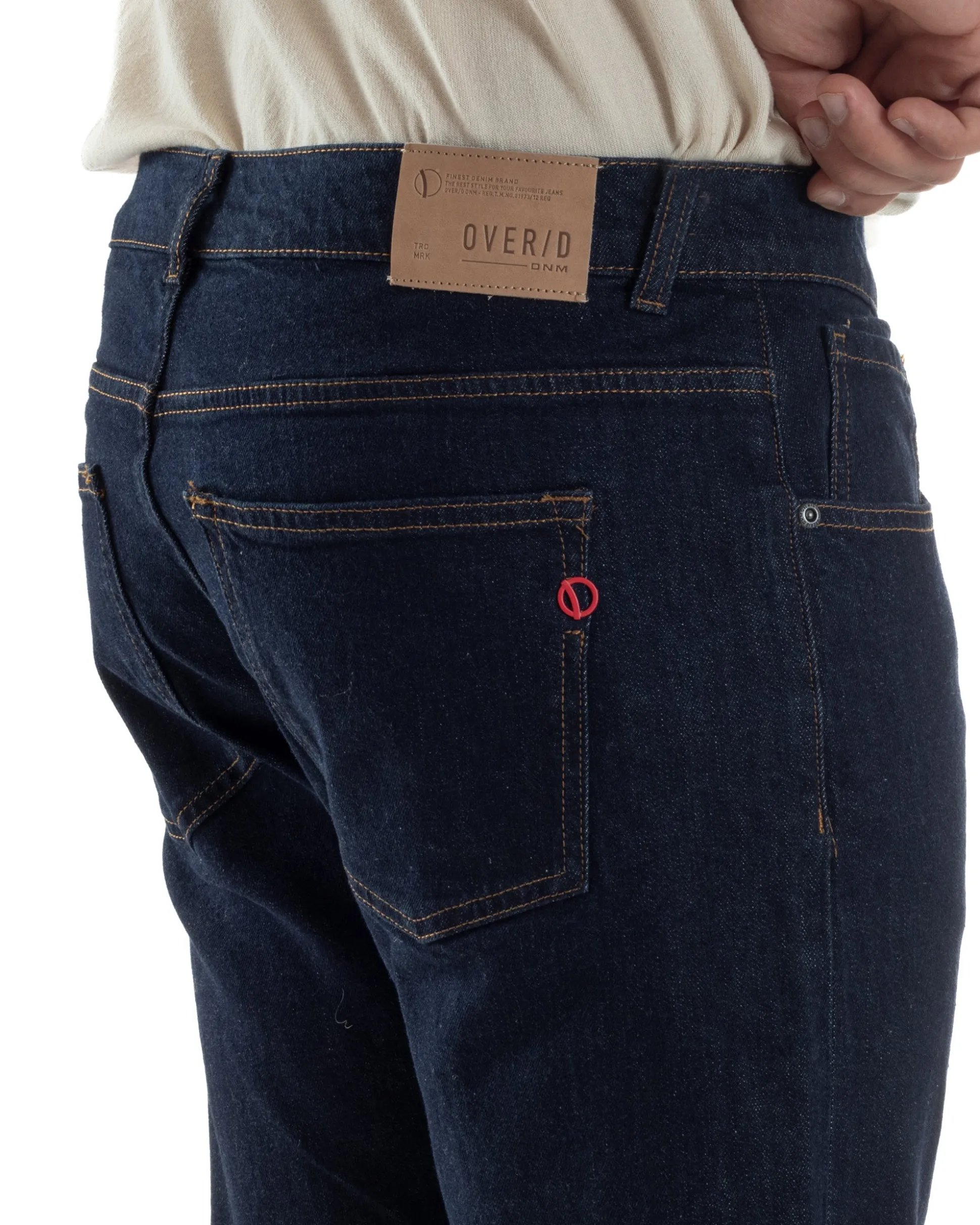 Jeans Uomo Pantaloni Regular Fit Basic Denim Scuro Blu Over-D OC1F2W5D10