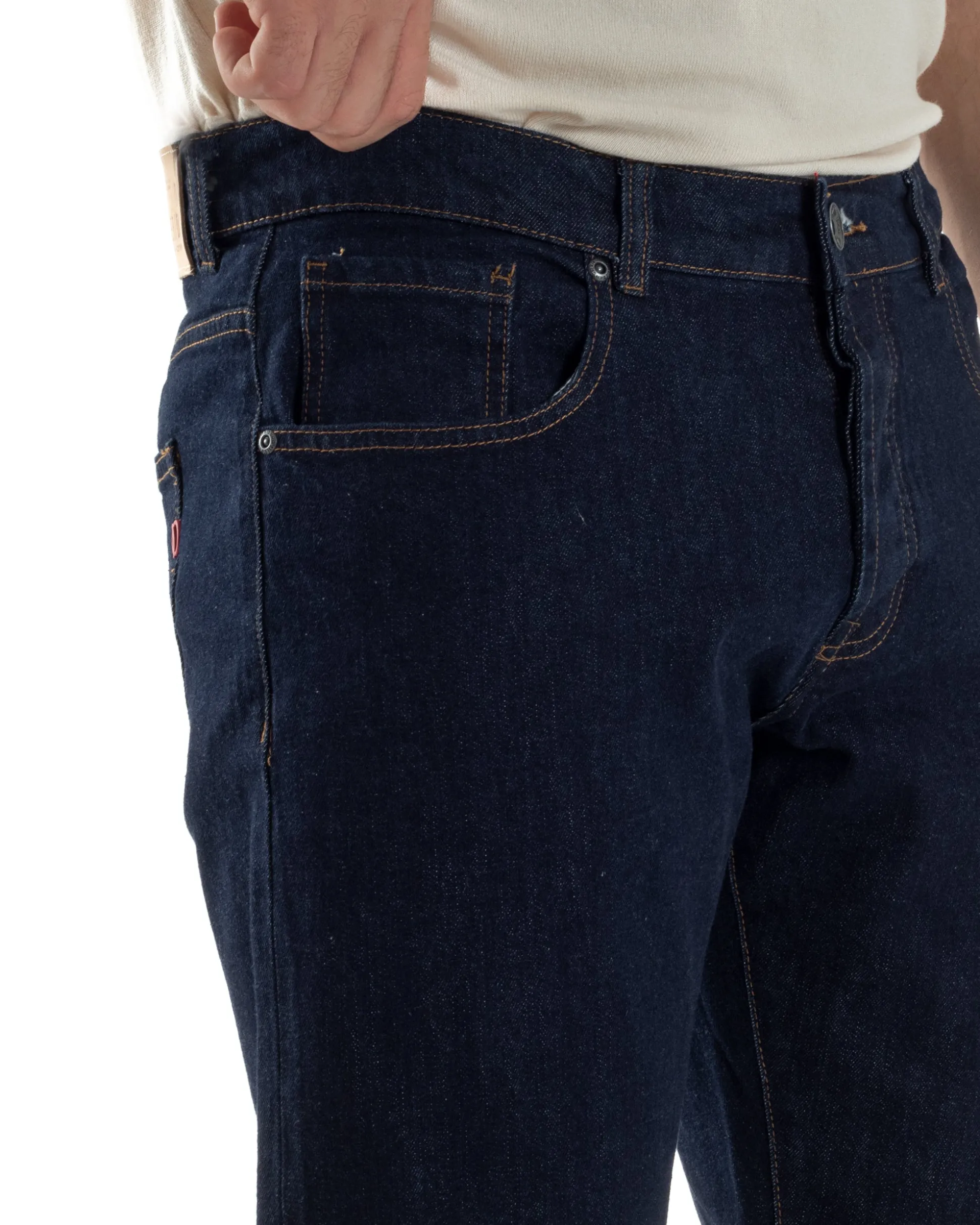 Jeans Uomo Pantaloni Regular Fit Basic Denim Scuro Blu Over-D OC1F2W5D10