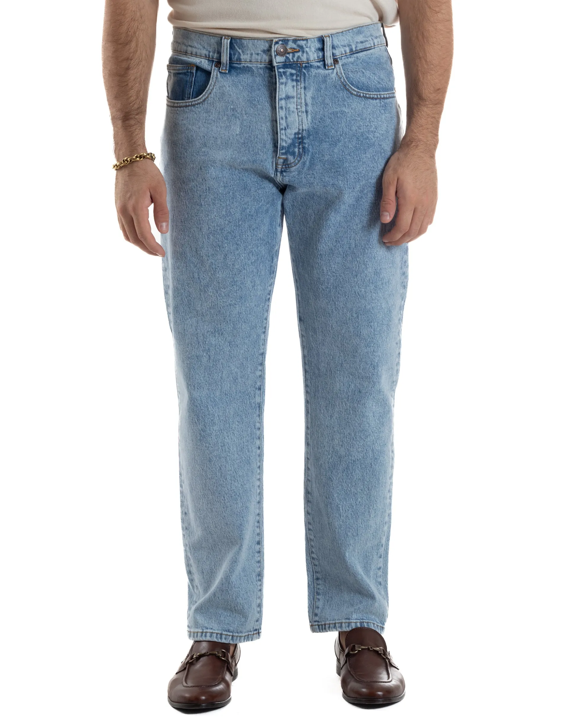 Jeans Uomo Pantaloni Regular Fit Basic Denim Chiaro Over-D OC1F2W5D21
