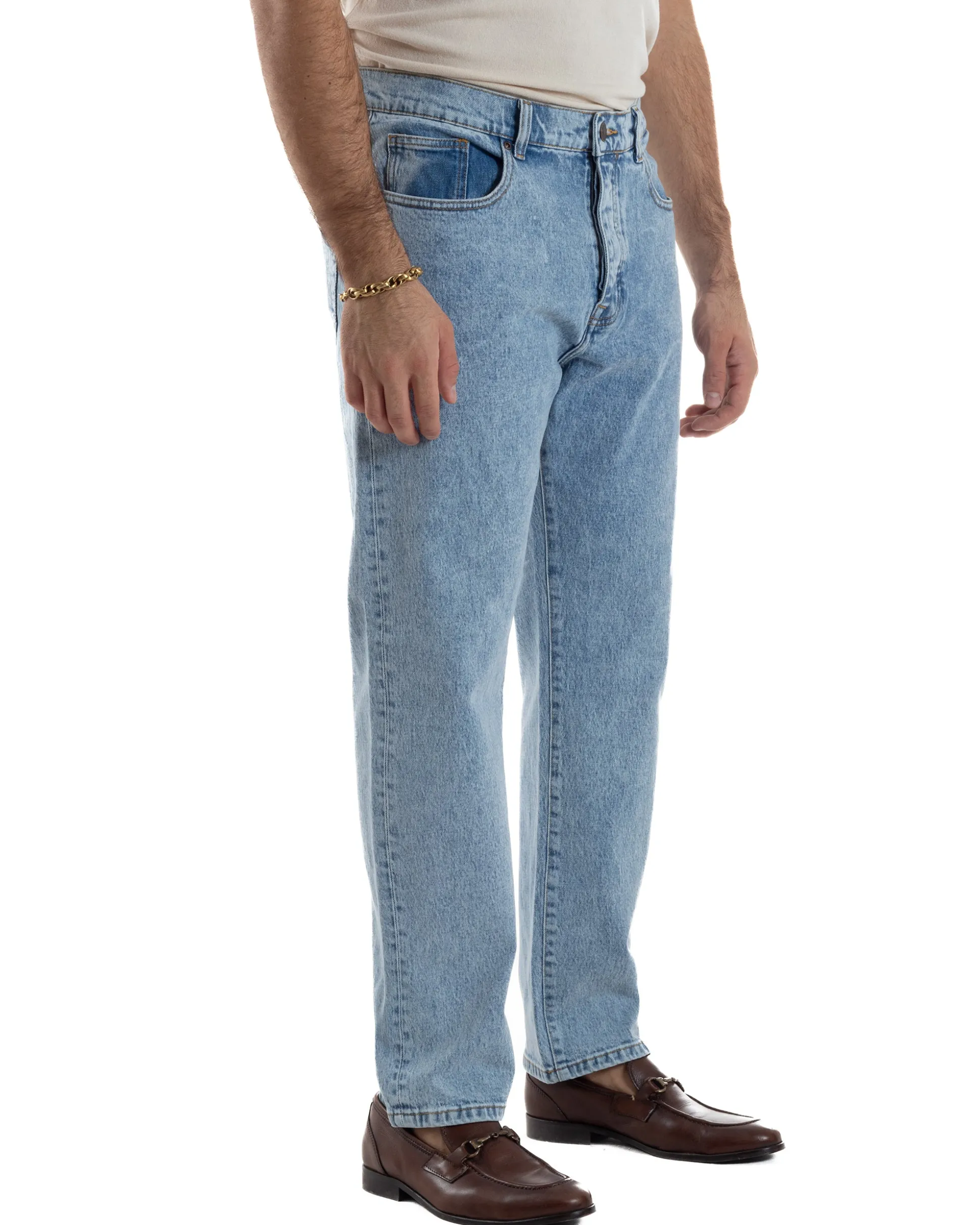 Jeans Uomo Pantaloni Regular Fit Basic Denim Chiaro Over-D OC1F2W5D21