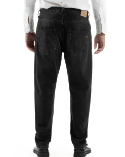 Jeans Uomo Pantaloni Slim Fit Basic Denim Scuro Nero Over-D OC1F2W5D05
