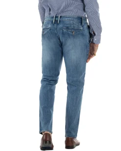 Jeans uomo pantaloni tasche america slim fit basic denim blu GIOSAL-JS1176A