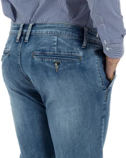 Jeans uomo pantaloni tasche america slim fit basic denim blu GIOSAL-JS1176A
