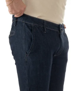 Jeans uomo pantaloni tasche america slim fit lavaggio zero denim scuro GIOSAL-JS1181A