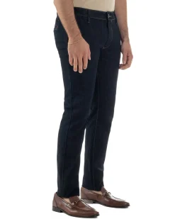Jeans uomo pantaloni tasche america slim fit lavaggio zero denim scuro GIOSAL-JS1181A