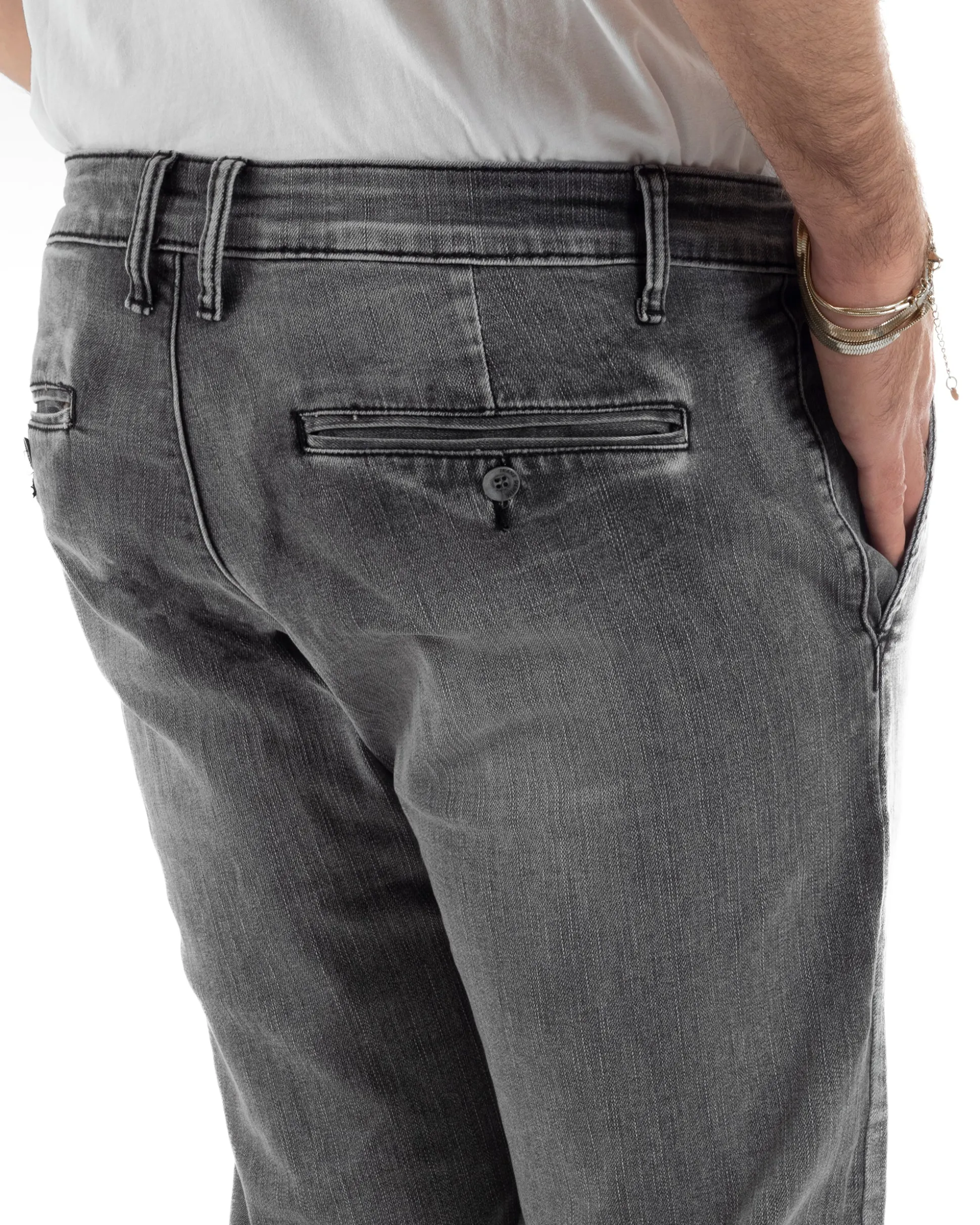 Jeans uomo pantaloni tasche america slim fit basic denim grigio GIOSAL-JS1190A
