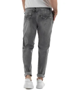Jeans uomo pantaloni tasche america slim fit basic denim grigio GIOSAL-JS1190A