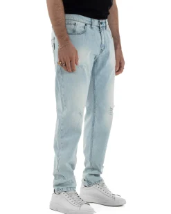 Jeans uomo regular fit rotture denim chiaro BERNA M-261003