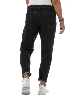 Jeans Uomo Regular Fit Taglio Ginocchio Basic Denim Nero JS1137A