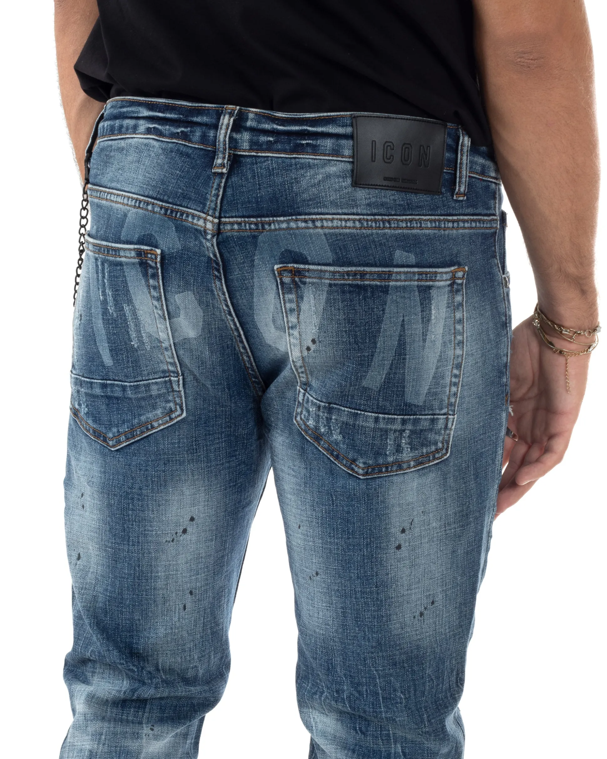 Jeans Uomo Slim Fit Denim Sfumato Rotture ICON ICUF2W6D018
