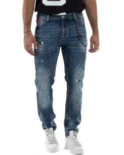 Jeans Uomo Slim Fit Denim Sfumato Rotture ICON ICUF2W6D018