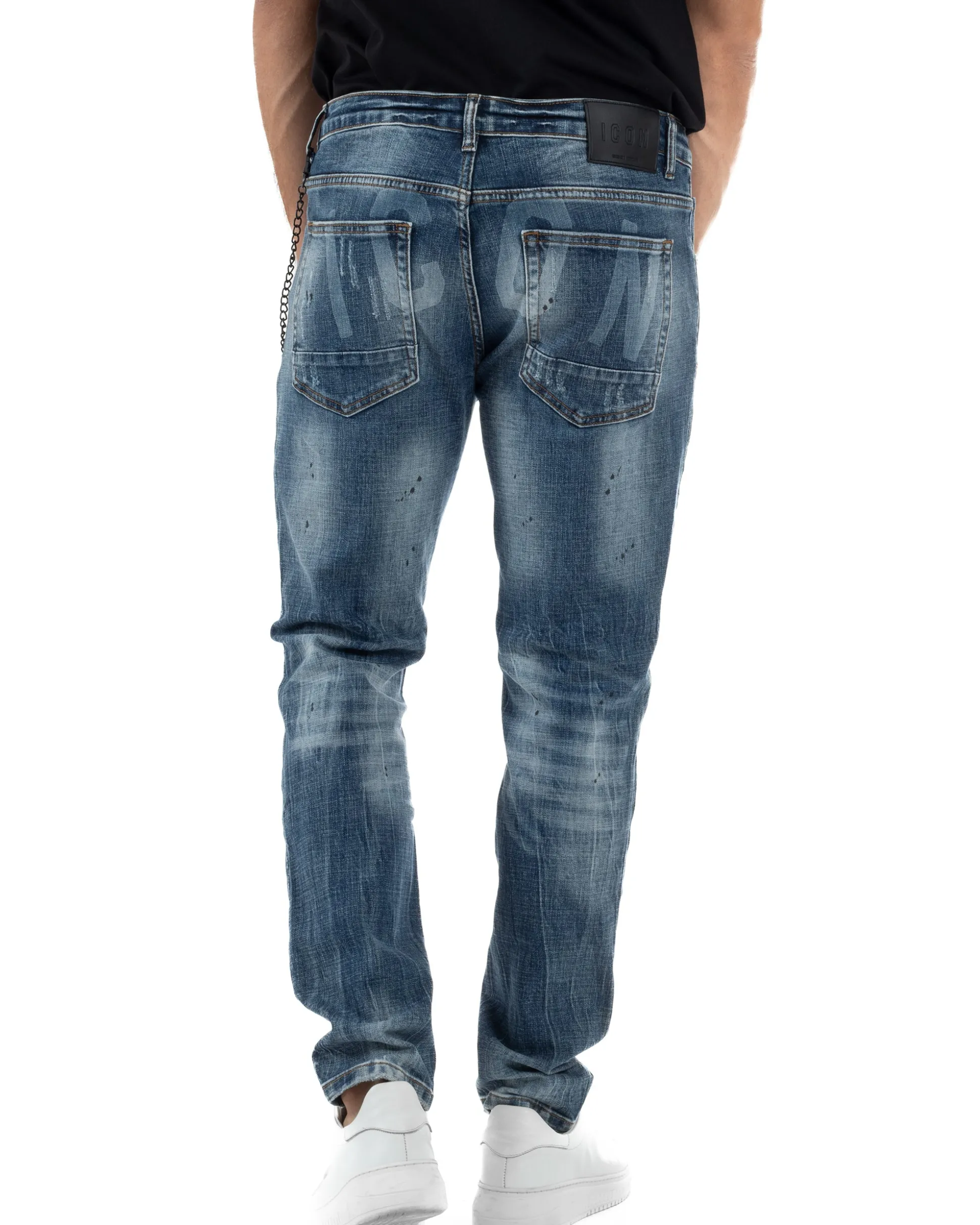 Jeans Uomo Slim Fit Denim Sfumato Rotture ICON ICUF2W6D018