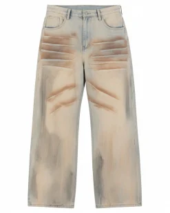 Jeans uomo super baggy cinque tasche casual denim sabbiato GIOSAL-JS1174A