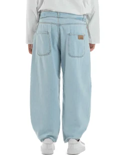 Jeans uomo wide leg baggy basic cintura barrel fit denim chiaro BlackSunday JS1186A