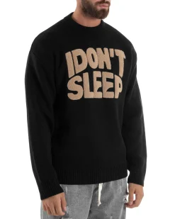 Maglia Uomo Girocollo Lana Relaxed Fit Nero M3019A