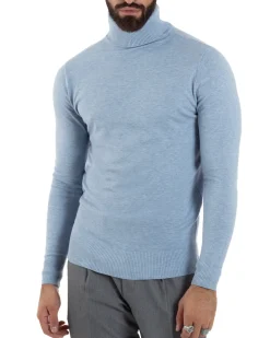 Maglioncino Uomo Collo Alto Maglia Rasata Dolcevita Basic Polvere M2535A