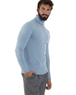 Maglioncino Uomo Collo Alto Maglia Rasata Dolcevita Basic Polvere M2535A